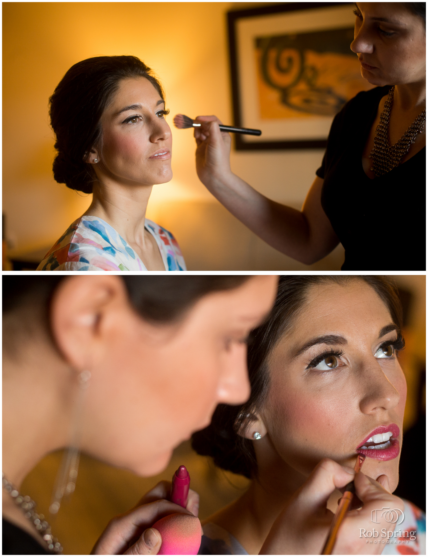 Bride getting makeup at Pavilion Grand Hotel, Saratoga Springs, NY wedding photographer | Canfield Casino wedding