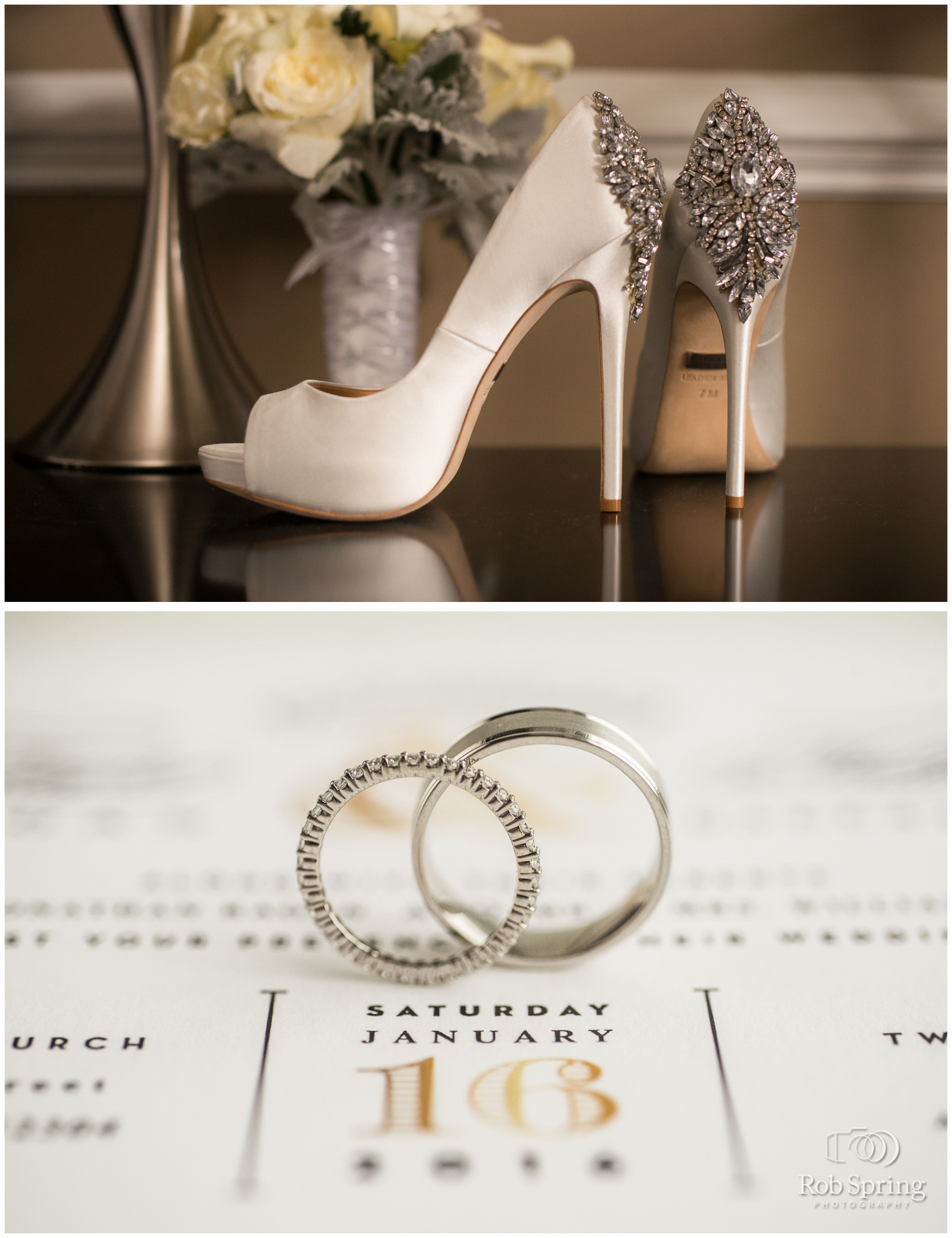 Rings on wedding program | Glen Sanders Mansion Wedding photographer