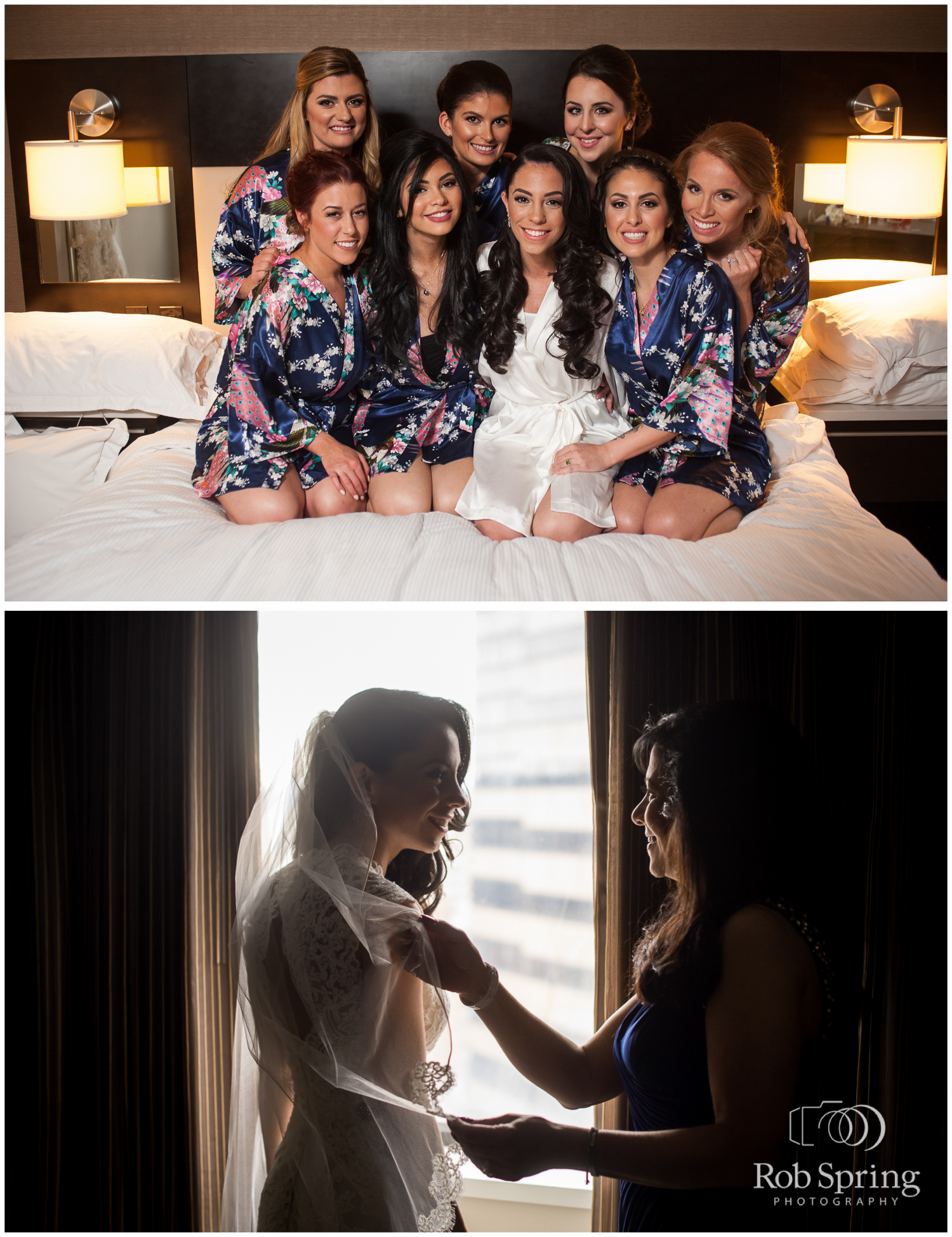 Blue Floral Bridesmaids robes, Albany Hilton bridal prep, Albany State Room Wedding